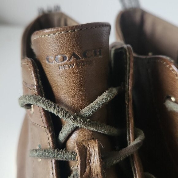 COACH | Brenna Soft Vintage Leather sneakers brown high top sz 10 - Picture 5 of 9